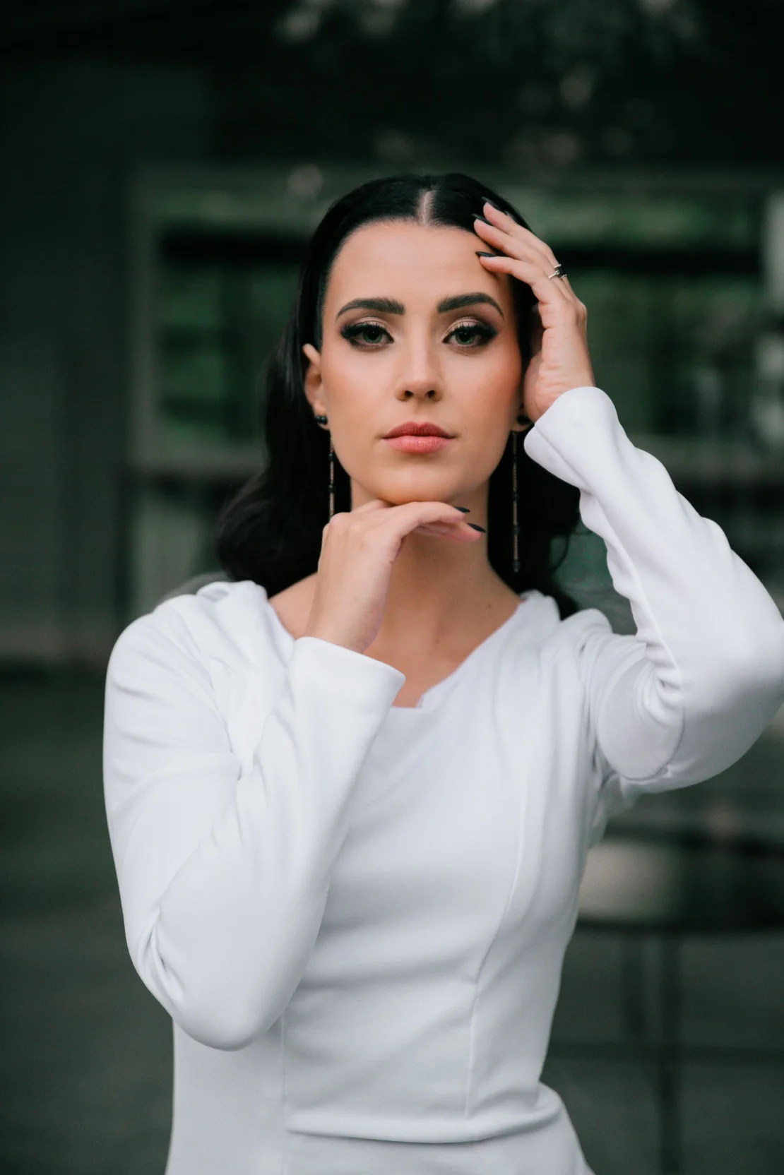 Close bridal portrait in soft evening light, Pretoria wedding